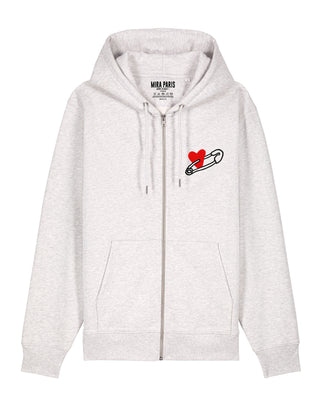 Hoodie à Zip Brodé "Coeur Pins"