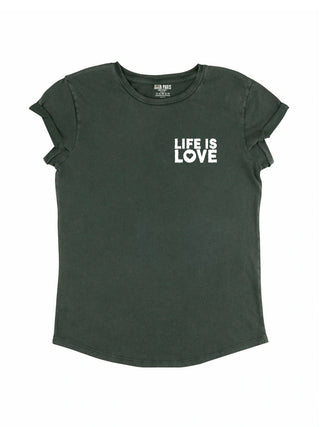 T-shirt Roll Up Brodé "Life is Love"