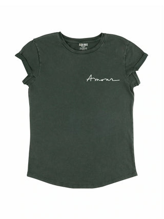 T-shirt Roll Up Brodé "Amour"