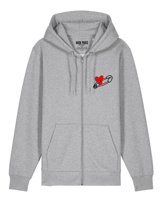 Hoodie à Zip Brodé "Coeur Pins"