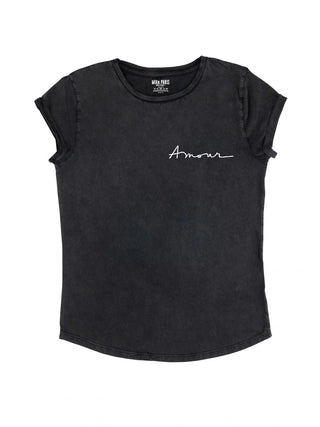 T-shirt Roll Up Brodé "Amour"