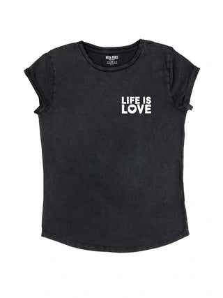 T-shirt Roll Up Brodé "Life is Love"