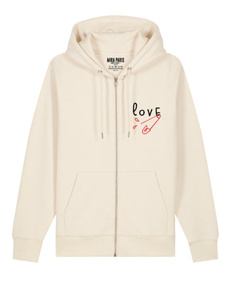 Hoodie à Zip Brodé "Love"