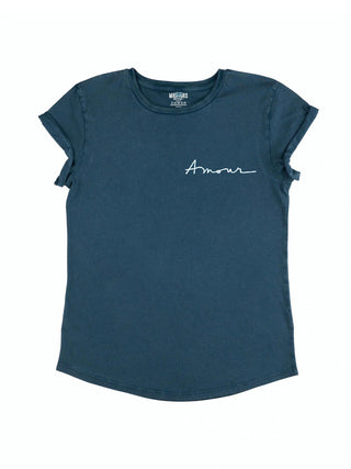 T-shirt Roll Up Brodé "Amour"