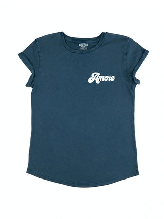 T-shirt Roll Up Brodé "Amore"