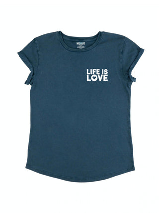 T-shirt Roll Up Brodé "Life is Love"