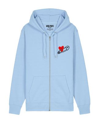 Hoodie à Zip Brodé "Coeur Pins"