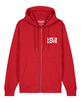 Hoodie à Zip Brodé "Life is Love"