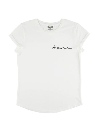 T-shirt Roll Up Brodé "Amour"