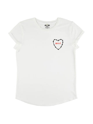 T-shirt Roll Up Brodé "Amour"