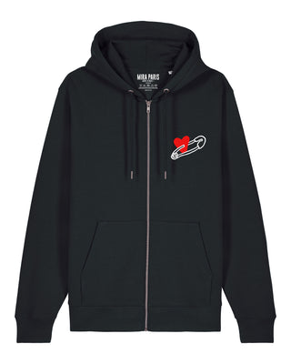 Hoodie à Zip Brodé "Coeur Pins"