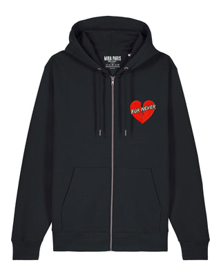 Hoodie à Zip Brodé "For Never"