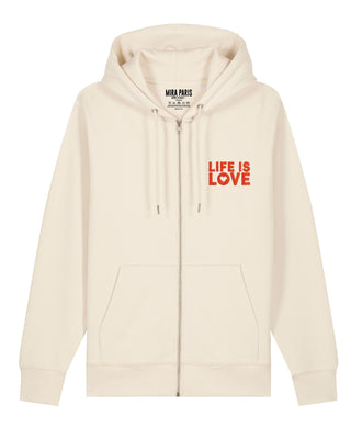 Hoodie à Zip Brodé "Life is Love"