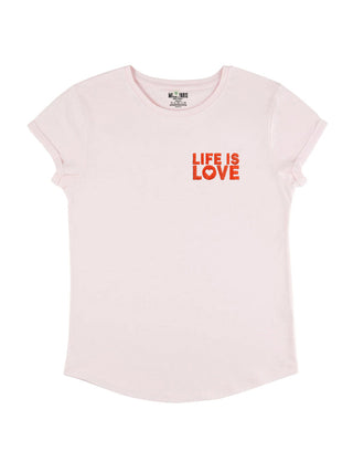 T-shirt Roll Up Brodé "Life is Love"