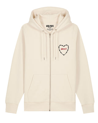 Hoodie à Zip Brodé "Amour"