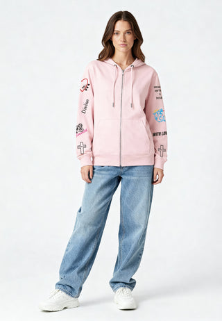 Hoodie à Zip Brodé "Be Kind"