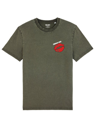 T-shirt Vintage Brodé "French Kiss"