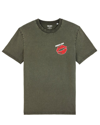 T-shirt Vintage Brodé "French Kiss"