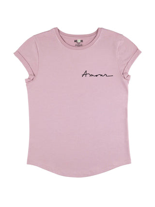 T-shirt Roll Up Brodé "Amour"