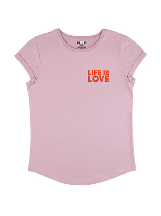 T-shirt Roll Up Brodé "Life is Love"