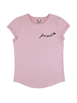 T-shirt Roll Up Brodé "Free Soul"