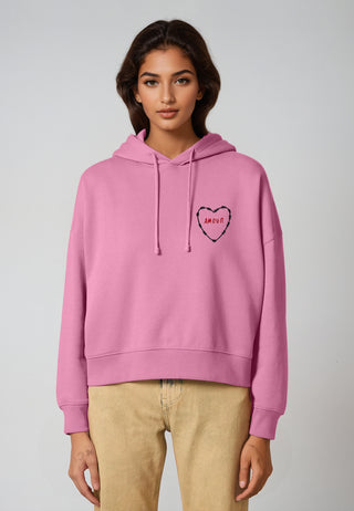 Cropped Hoodie Brodé "Amour"