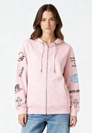 Hoodie à Zip Brodé "Be Kind"