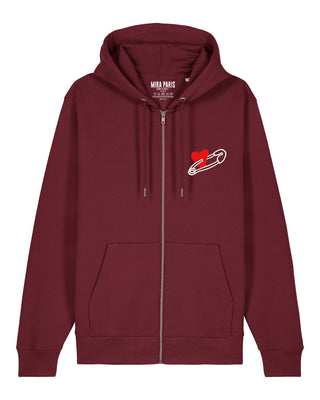 Hoodie à Zip Brodé "Coeur Pins"