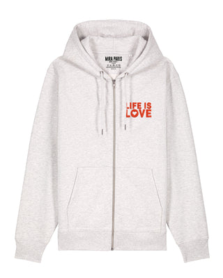 Hoodie à Zip Brodé "Life is Love"