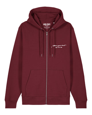 Hoodie à Zip Brodé "Follow Your Heart"