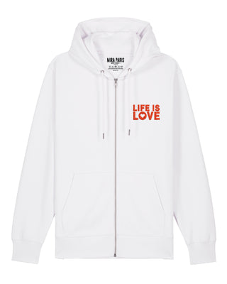 Hoodie à Zip Brodé "Life is Love"