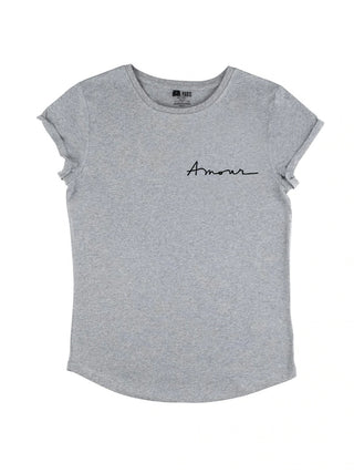 T-shirt Roll Up Brodé "Amour"