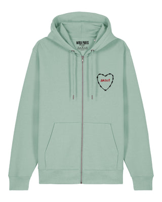 Hoodie à Zip Brodé "Amour"