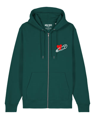 Hoodie à Zip Brodé "Coeur Pins"