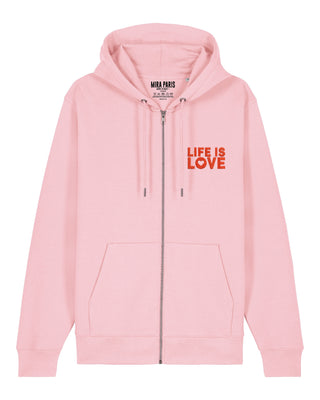 Hoodie à Zip Brodé "Life is Love"