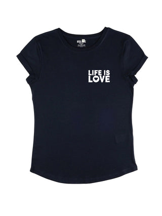 T-shirt Roll Up Brodé "Life is Love"