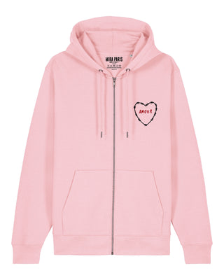 Hoodie à Zip Brodé "Amour"