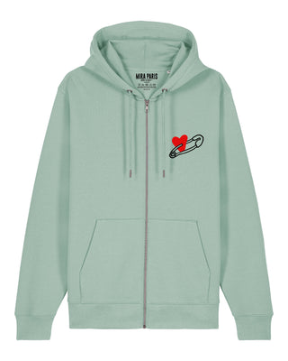 Hoodie à Zip Brodé "Coeur Pins"