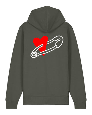 Hoodie à Zip Brodé "Coeur Pins"