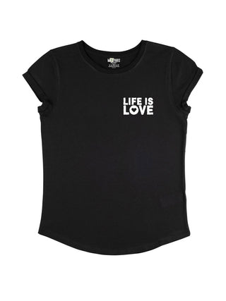 T-shirt Roll Up Brodé "Life is Love"