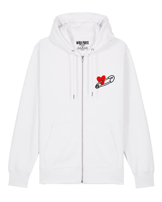 Hoodie à Zip Brodé "Coeur Pins"