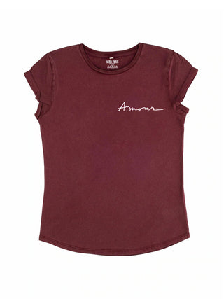 T-shirt Roll Up Brodé "Amour"