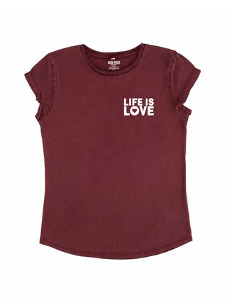 T-shirt Roll Up Brodé "Life is Love"