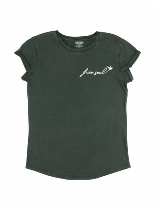 T-shirt Roll Up Brodé "Free Soul"