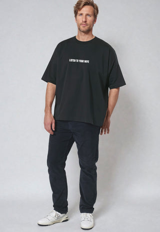 T-shirt Oversize Brodé "Listen To Your Wife"