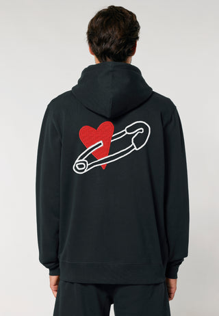 Hoodie à Zip Brodé "Coeur Pins"