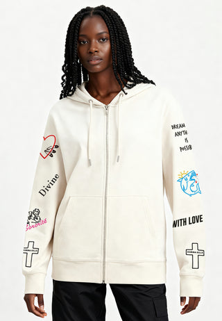 Hoodie à Zip Brodé "Be Kind"