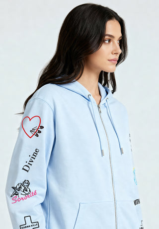 Hoodie à Zip Brodé "Be Kind"