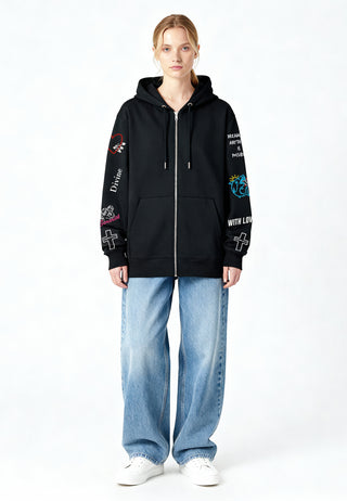 Hoodie à Zip Brodé "Be Kind"