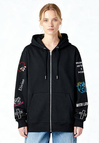 Hoodie à Zip Brodé "Be Kind"